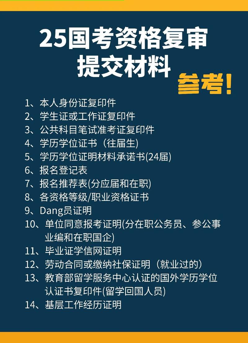 2025国考资格复审需准备哪些材料?-图1 2025国考资格复审需准备哪些材料?-图1